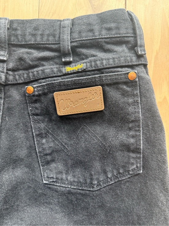 Wrangler Other - Vintage Wrangler Black Jeans with Tan Leather Patch and Copper Rivets